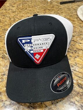 Columbia Black and White PFG Mesh Trucker Hat